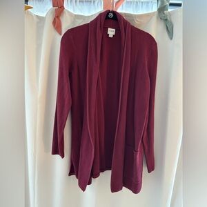J. Crew Deep Red Open Front Cardigan
